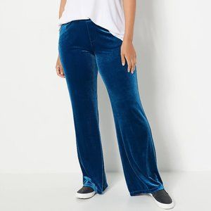 Attitudes by Renee wide leg velvet pants in teal - NEW